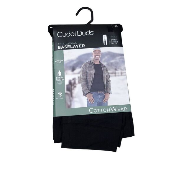 Cuddl Duds Men's Performance Baselayer Black CottonWear Thermal Pants Keyhole XL - Picture 1 of 6